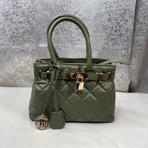Badgley Mischka Green Quilted Mini Bag
